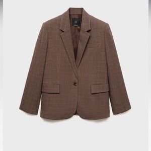 Mango Houndstooth-check jacket XXS Maroon NWT